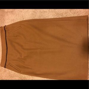 Camel color wool pencil skirt